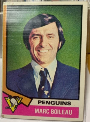 1973-74 #49 Topps MARC BOILEAU Pinguins NHL Hockey Card - Image 1 of 2