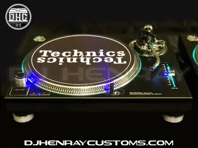 1 personalizado mate negro y cromo Technics SL 1200 mk2's azul ledes láser grabado logotipos Foto 1 de 2