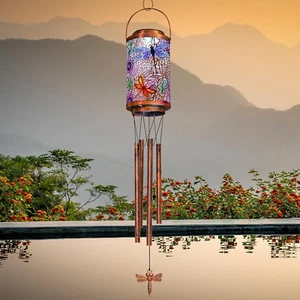 Dragonfly Solar Wind Chimes for Outside, Garden Gifts for Women, Solar Outdoor L - Picture 1 of 12
