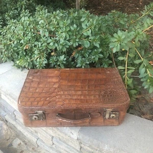 Vintage Alligator Hard Case Briefcase Small Suitcase - Picture 1 of 8