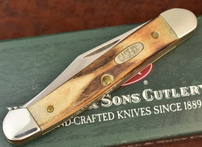 CUCHILLO CASE XX EE. UU. 2 PUNTOS 1998 GENUINO CIERVO QUEMADO MINI CABEZA DE COBRE 52109X SS (24904 Foto 1 de 4