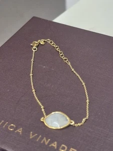 Monica Vinader Gold Plated Vermeil petal moonstone beaded chain bracelet - Picture 1 of 14