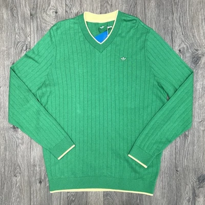 Suéter Adidas Tejido Cachemira Talla Pequeña Para Hombre Verde Original Cuello en V Golf $180 Foto 1 de 4