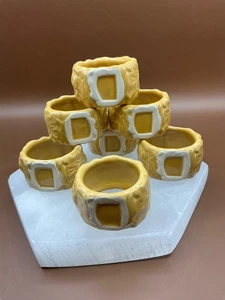 Juego De Colección De 7 Servilleteros Cerámicos Esmaltados Marrón Miel Otoño Acción De Gracias - Imagen 1 de 6