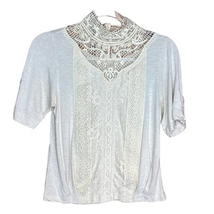 Blusa Top Anthropologie Tiny XS Celine Encaje Crema Crochet Escote Romancecore - Imagen 1 de 9