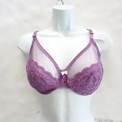 Isaac Mizrahi Fabtech Unlined Mesh Bra 36C Purple - Image 1 of 4