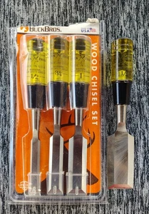 JUEGO DE 4 CINCELES DE MADERA BUCK BROTHERS 1 1/2*1*3/4*1/2 Tres Nuevos - Imagen 1 de 7