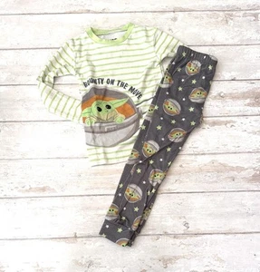 Boys Size 6 Star Wars Pajama Sets Kids Pjs Baby Yoda Green Gray Long Sleeves - Picture 1 of 2
