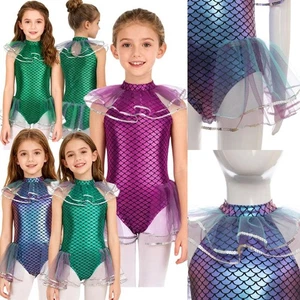 Girls Bodysuit Holiday Leotard Cosplay Jumpsuit Sequins Dress Up Costume Shiny - Picture 1 of 31