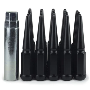 Spike Lug Nuts 14x2 Bulge Acorn 6 Lug Kit - Black fits F150 2004-2014 - Picture 1 of 1