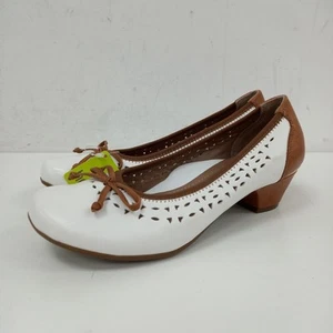 Hotter Fontana Heels Shoes Size UK 4 EU 37 White Brown Leather New NWT RMF09-RP - Picture 1 of 11