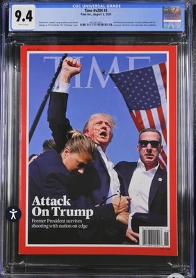 Time Magazine Attack On Trump Vol 204 #3 August 5, 2024 CGC 9.4 Fist Pump (B) - Image 1 of 2