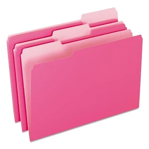 Legal Size Pink File Folders, 1/3 Cut, 100/Box - Picture 1 of 6