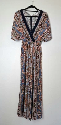 Tigerlily Jumpsuit Size 6 Bohemian Paisley Print Kimono Sleeve V Neck Festival  - image 1 of 4