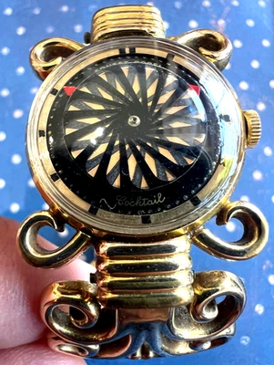 Vintage Ernest Borel cocktail kaleidoscope watch rare bangle 1960's works - Image 1 of 4