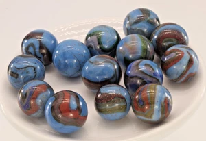 14 D.A.S Blue Racer Marbles, Mint - Picture 1 of 6