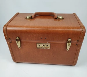 Vintage Samsonite Train Case Streamlite Hard Side Suitcase Brown Luggage - Picture 1 of 14