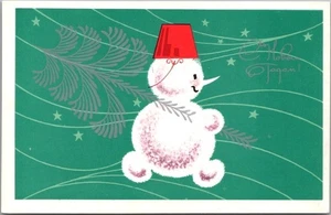Vintage 1971 RUSSIAN Soviet Union USSR CCCP Happy New Year Postcard / SNOWMAN - Picture 1 of 2