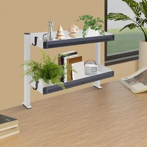 Modern Countertop Desk Shelf 2-tier Shelving With Adjustable Storage Tray - Picture 1 of 16
