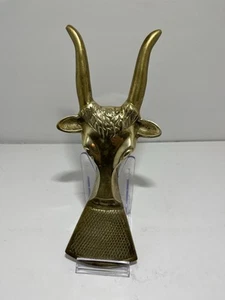 Vtg Brass Bootjack Long Horn Steer Design 9 In Long - Picture 1 of 4