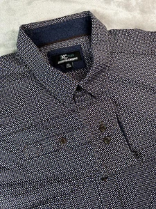 Camisa Johnston & Murphy XC Flex Para Hombres XXL Azul Marrón Estampado Geométrico Con Botones - Imagen 1 de 13