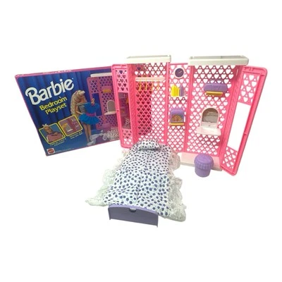 VTG 1992 Barbie Bedroom PLAYSET Fold N Carry HTF Mattel No 7580 W/ Box Rare - Image 1 of 4
