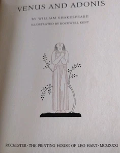 William Shakespeare / VENUS AND ADONIS Limited Signed Edition 1931 - Foto 1 di 11