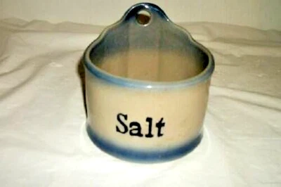 Antique Americana Country Salt Glazed Stoneware Salt Box Clay City Pottery Blue - Image 1 of 4