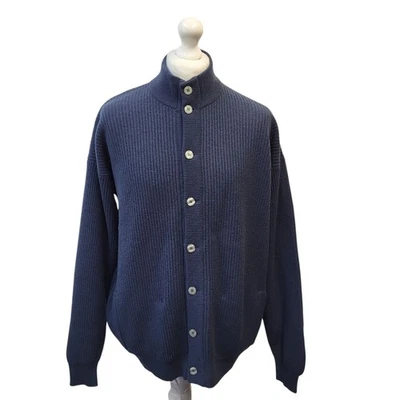 Lyle & Scott Blue Chunky Knit Wool Cardigan Uk Men's Size L / XL L281 - Image 1 of 4