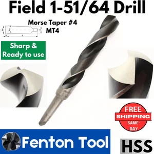 FIELD 1-51/64 MORSE TAPER Drill HSS MT4 Black Oxide MT 4 1.7969 USA High Speed - Picture 1 of 15