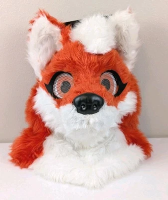 Spirit Halloween Orange Fox Furry Head Full Mask One Size Fits Most **READ** - Image 1 of 4