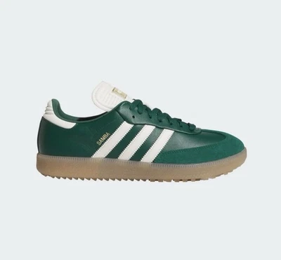 Zapatos de golf Adidas Samba universitarios verdes blancos de goma JP8652 tallas para hombre Foto 1 de 4