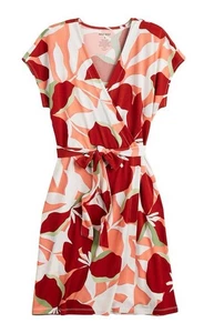Nine West Women's S Pink Wrap Midi Summer Floral V-Neck Dolman Sleeve Dress NWT - Picture 1 of 9