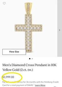 Helzberg Gold NATUR Diamant Kruzifix Kreuz Anhänger Charm Religiös Halskette - Bild 1 von 21