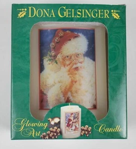 DONA GELSINGER SANTA CHRISTMAS CANDLE GLOWING ART GLOWS WHEN LIT HOLIDAY NEW - Picture 1 of 1