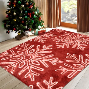 Christmas Area Rug Snowflake Winter Area Rugs Christmas Decorative Rug Xmas Thro - Picture 1 of 12