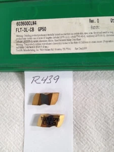 NEW TOOL-FLO NT3L (NT3L-CB) TOP NOTCH THREADING CARBIDE INSERTS GRADE GP50-R439 - Picture 1 of 2