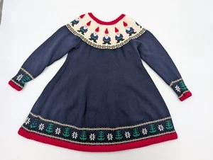 Hanna Andersson Sz 110 US 5 Gnome Sweet Gnome Knit Sweater Dress Christmas Navy - Picture 1 of 12
