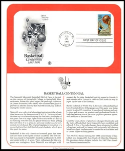 1991 Basketball Centennial 100 yrs Sc 2560 FDC with PCS info page Art Craft - Picture 1 of 1