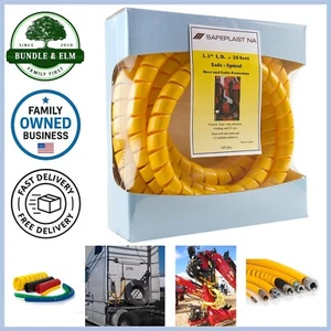 Protector de manguera envolvente espiral HDPE amarillo 1,25 pulgadas OD 20 pies hidráulico neumático - Imagen 1 de 8