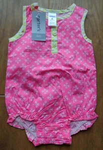 CARTER'S girl's NWT sz 6 month sleeveless pink/yellow one piece outfit - Picture 1 of 3