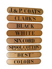 J & P COATS AND CLARKE  LABEL DECALS FOR SPOOL CABINET DRAWERS 8 PIECE SET