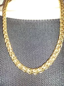 Collar de trigo trenzado grueso en tono dorado vintage Monet - Imagen 1 de 6