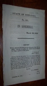 1848 BENTON NY JUEZ DE PAZ SAMUEL MEDIDOR LEY DOCUMENTO LEGAL - Imagen 1 de 2