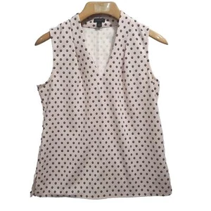 NWOT Ann Taylor Factory Pink w/Blk Dot Stripe Stretch Sleeveless Blouse Size S - Picture 1 of 6