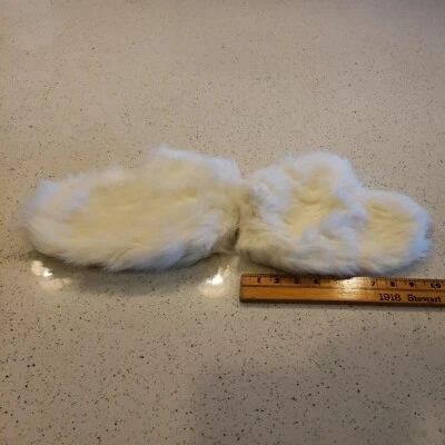 Unisex White Fuzzy Costume Mittens Adult One Size 12" Santa Easter bunny - Image 1 of 4
