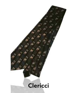 Cleaicci Silk Necktie 58"X4", Geometric Art Deco, Gray/Black/Quicksilver. NB-5 - Picture 1 of 5