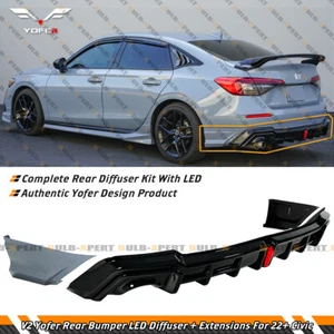 PARA HONDA CIVIC SEDÁN YOFER V2 22-25 DIFUSOR TRASERO LED GRIS SÓNICO + ESPATAS ESQUINERAS - Imagen 1 de 9