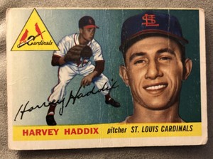 1955 Topps Harvey Haddix Baseball Card #43 Cardinals Pitcher Low Grade