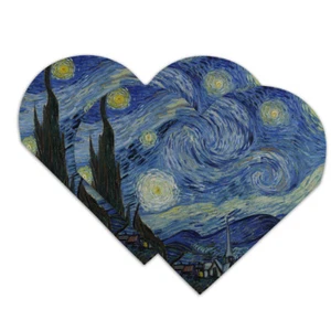 Starry Night by Vincent van Gogh Heart Faux Leather Bookmark - Set of 2 - Imagen 1 de 3